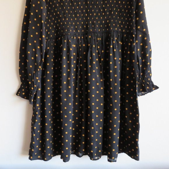 BeachLunchLounge Women’s Dress Polka Dot Shirred Long Sleeves Dress XL - Picture 3 of 12